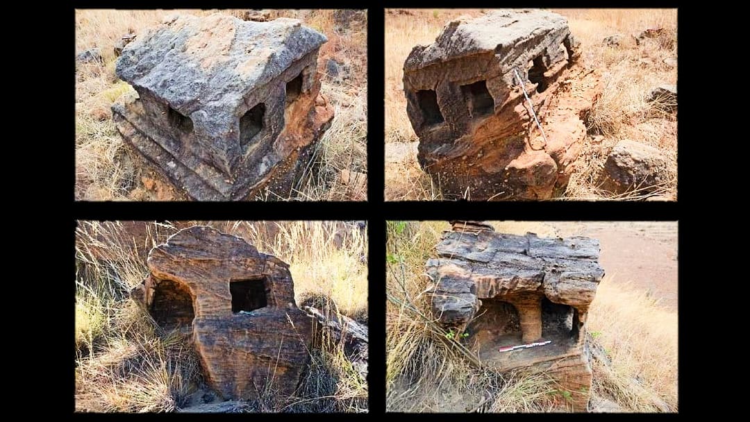 Teniky: two heavily eroded worked rock boulders